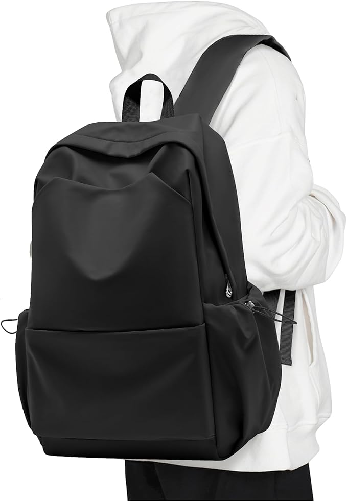 Backpack For Women Men School Aesthetic Lightweight College Backpack for Boys Girls Book Bag Casual Daypack Laptop Gym Backpacks Black-L
