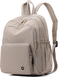 Small Nylon Backpack Mini Casual Daypack Lightweight Backpack for Women Travel Purse (Beige)