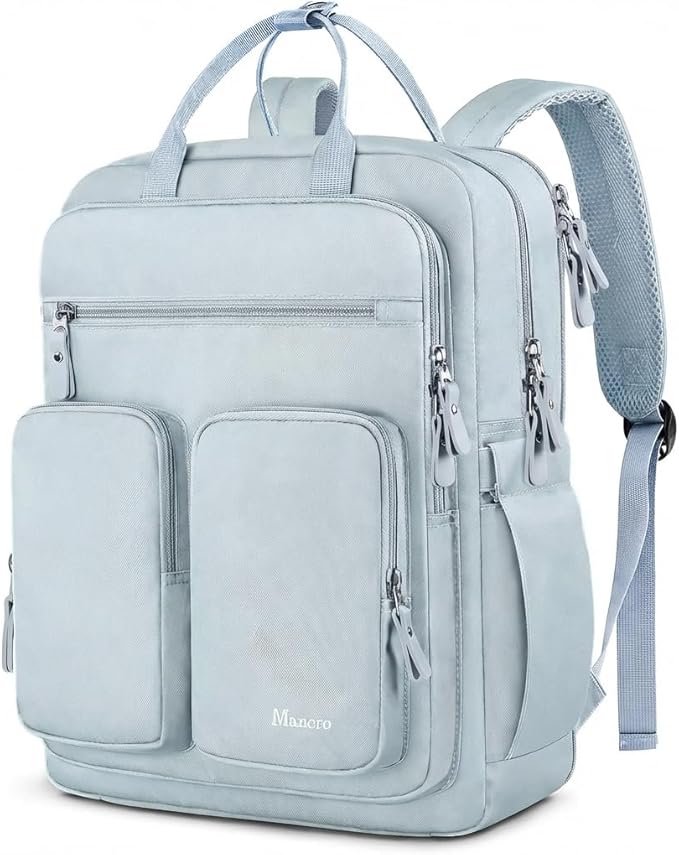 Mancro Travel Backpack for Women, Womens TSA Laptop Backpack with 15.6 Inches Laptop Compartment and Dry-Wet Pocket, Travel Daypack Weekend Backpack for Women, Blue