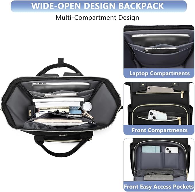 Women Laptop Backpack Work Bag - Fits 15.6 inch with Laptop Compartment Waterproof Professional Fashion Travel Purse for College Nurse Business Computer Backpack