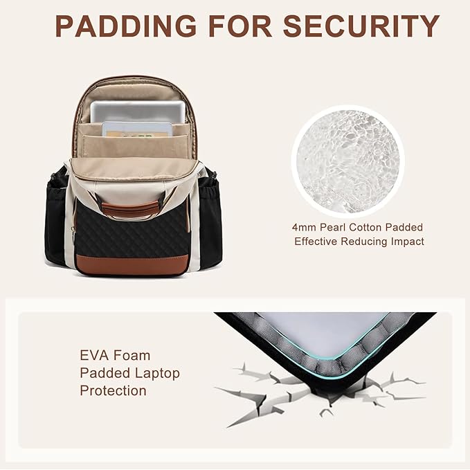 Laptop Backpack for Women Bookbag: 15.6 inch Work Backpacks with Pouch Pocket for Large Capacity Cup & USB Charger College Book Bag Travel Business Nurse Teacher Bookbags Anti-theft Back Pack