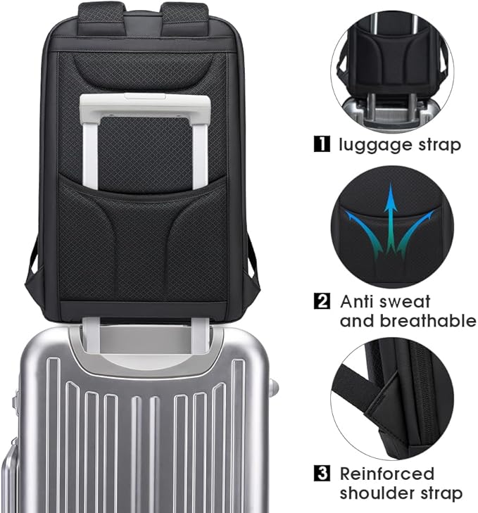 BANGE Business Smart Backpack Waterproof fit 15.6 Inch Laptop Backpack with USB Charging Port,Travel Durable Backpack