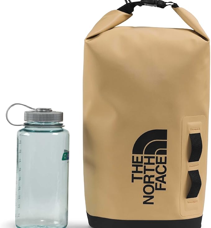 The North Face Base Camp Dry Bag - Roll-Top Waterproof Stuff Sack, Ideal for Camping Gear & Kayak Accessories, Khaki Stone/TNF Black, 8 Liters