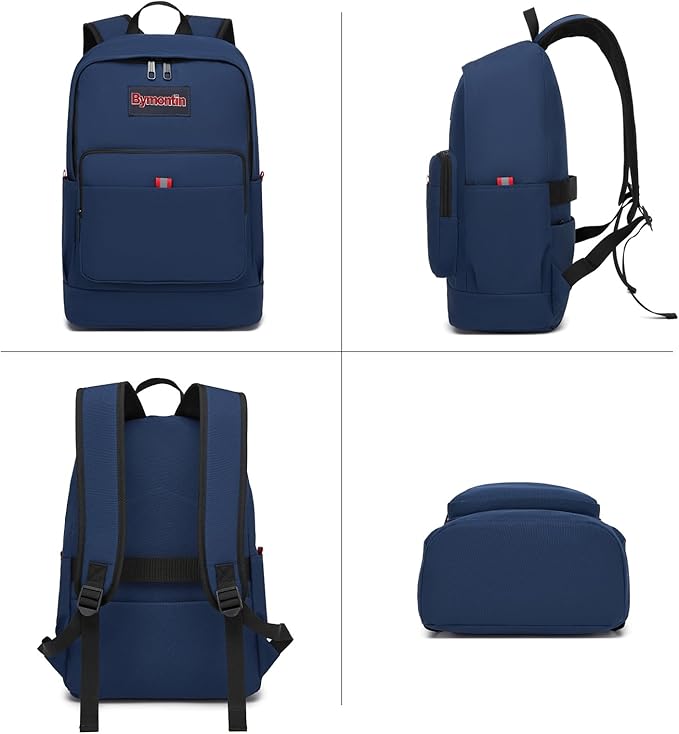 Classic Casual Backpack, Lightweight Daypack with 10 Pockets, Laptop Compartment, EVA Foam Pad (Dark blue)