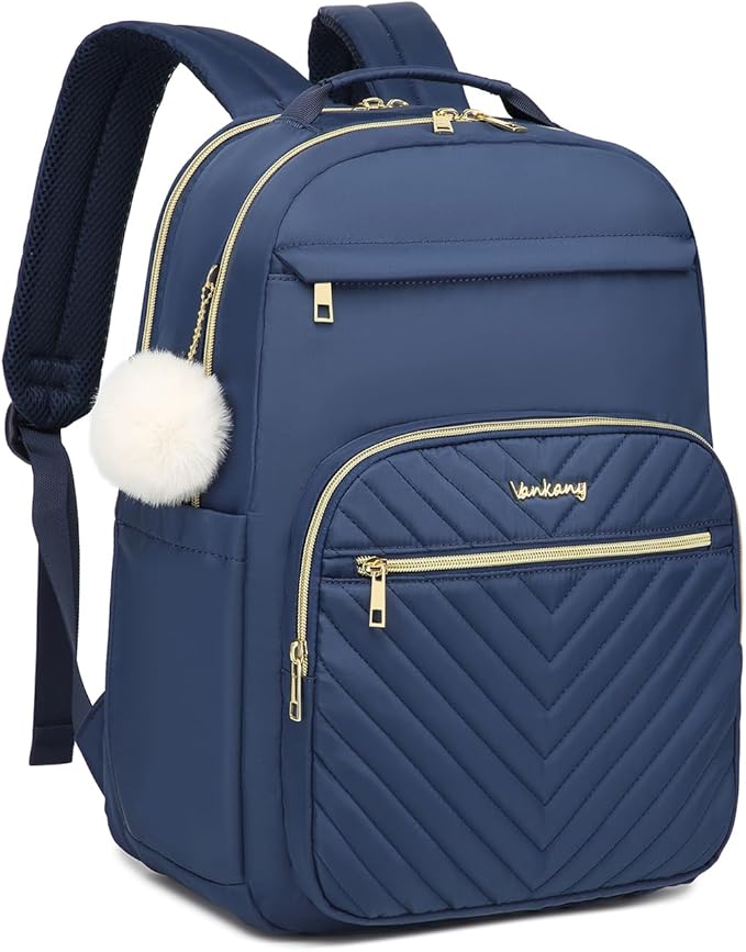 Laptop Backpack Women Bookbag, Teen Girls Backpack for Middle High School College Students, Teacher Work Bag Back Pack Travel, Navy
