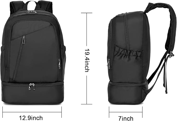 seyfocnia Gym Backpack for Men,Waterproof Gym Bag With Shoe Compartment Lightweight Travel Bag Sports Backpack Casual Daypack-Black