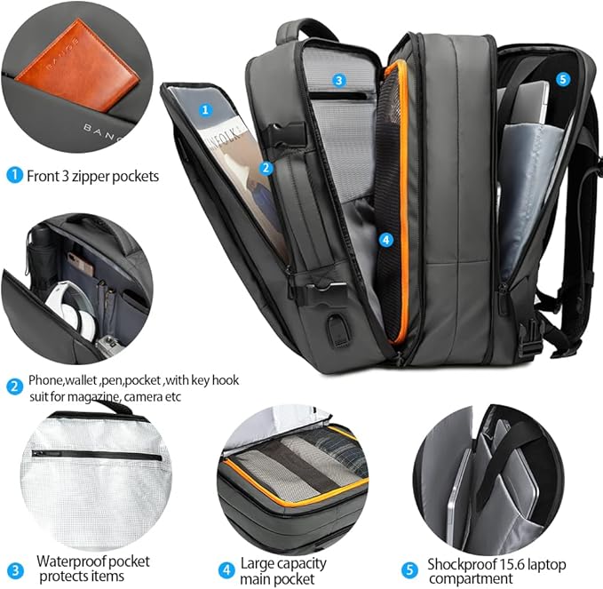BANGE 35L Carry on Backpack,Travel Backpack for Women Men Airline Approved Gym Backpack Waterproof Business Laptop Daypack…
