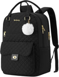 Teen Girls Backpack for School, 15.6in Laptop Backpack with Charging Hole for Travel Work, Cute Bookbag Purse Computer Daypack for Women, Black