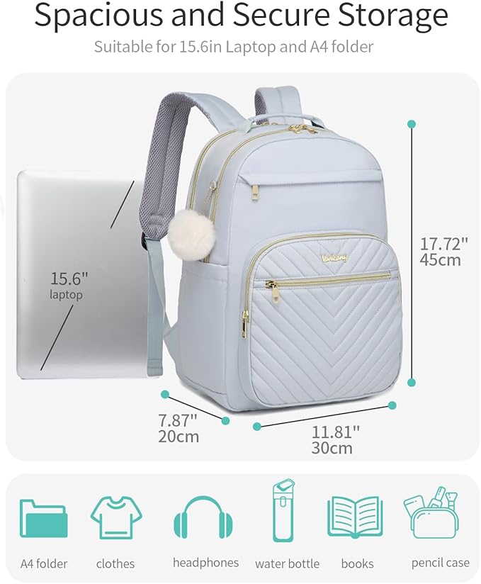 Laptop Backpack Women Bookbag, Teen Girls Backpack for Middle High School College Students, Teacher Work Bag Back Pack Travel, Blue