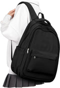 Lightweight School Backpack for Women Men, Black Laptop Travel Casual Daypack College Secondary School Bags Bookbag for Teenage Girls Boys