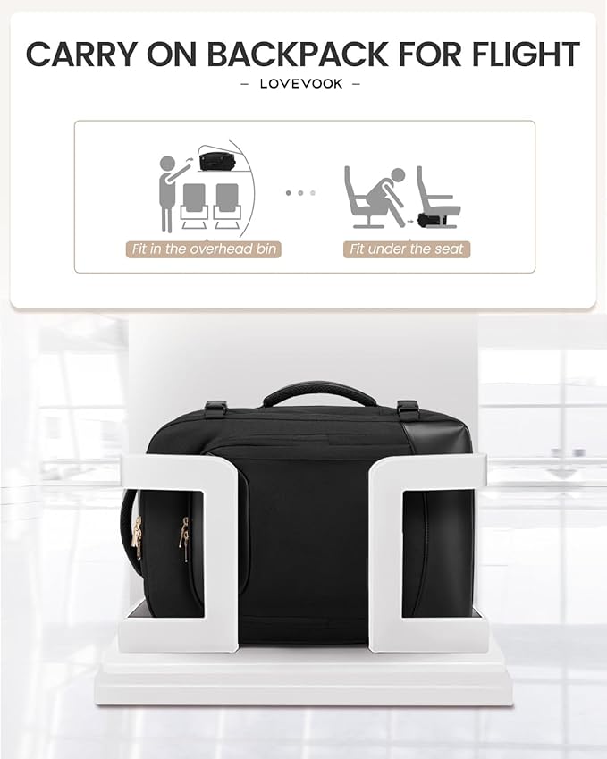 LOVEVOOK 50L Travel Backpack for Women Men, Large Carry on Backpack for Airplanes TSA Personal Item Travel Bag fits 17.3" Laptop, Waterproof Weekender Essentials Airline Approved with 2 Packing Cubes