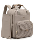 Extra Large Diaper Bag Backpack for Two Kids Twins - Expandable (26-36L) Baby Bag for Mom Girls Boys, Dual Big Compartments - Includes Changing Pad & Stroller Straps, Khaki, Quilted