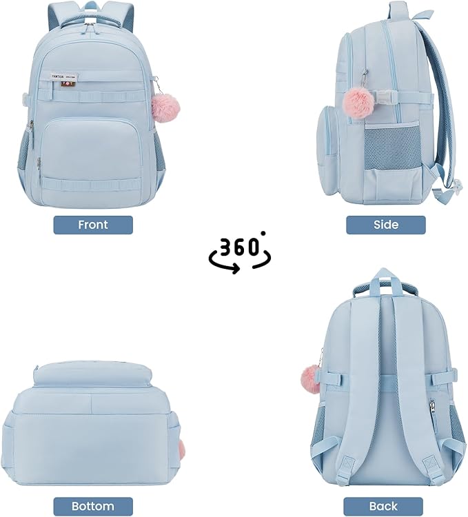 School Backpack for Teen Girls,Book Bag with Laptop Compartment,Laptop Backpack Fits 15.6Inch Notebook for Travel,College Back Pack for Girls Middle and High School,Mochilas Escolares para Niñas,Blue