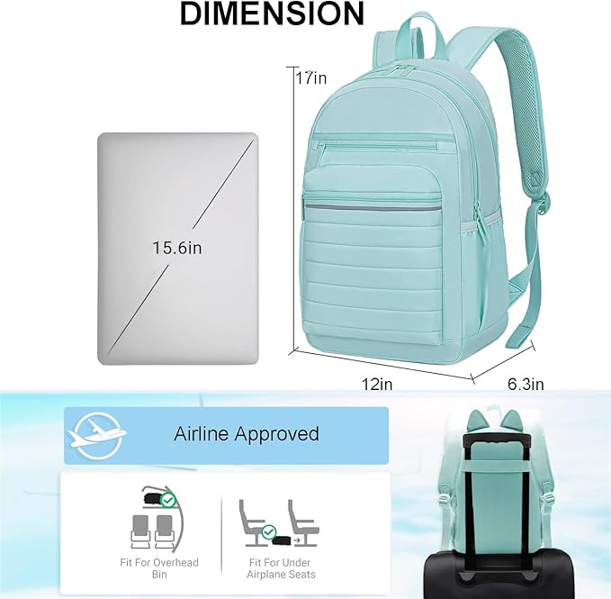 KEOFID Travel Backpack for Women, Womens Work Backpacks, Anti-theft Backpack Purse, Back pack for College Girls, Carry-On Travel Backpacks,Bookbag(Light Green)