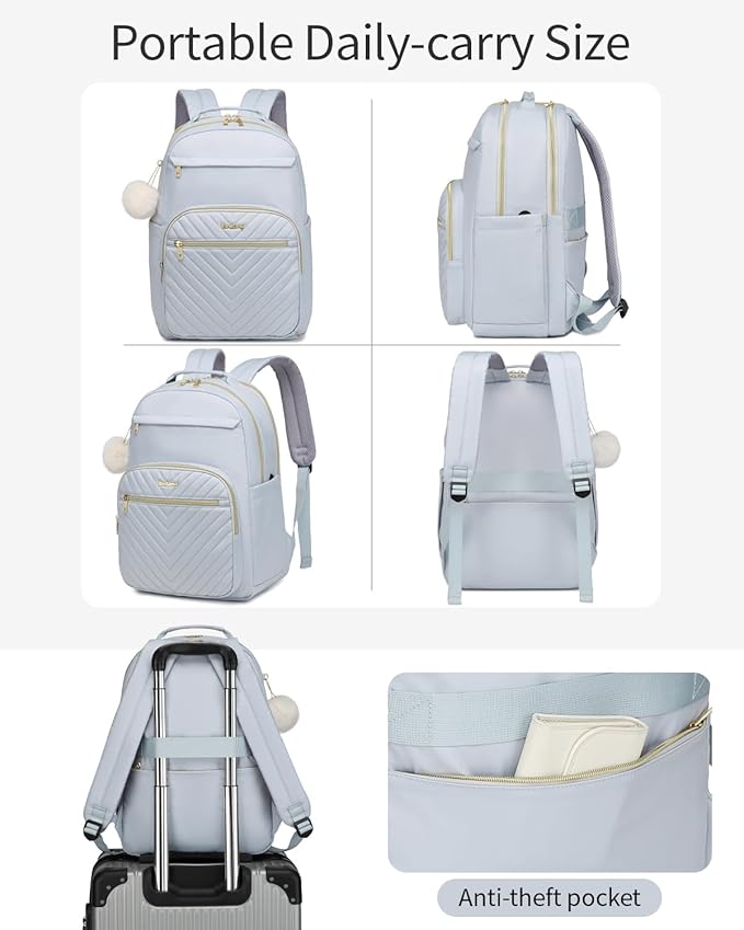 Laptop Backpack Women Bookbag, Teen Girls Backpack for Middle High School College Students, Teacher Work Bag Back Pack Travel, Blue