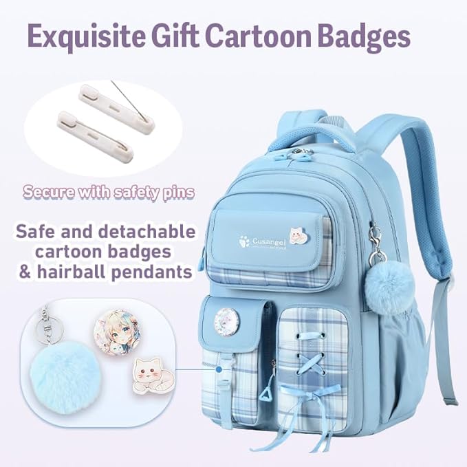Cusangel Kids Backpack for Girls,18 inch Cute Daily backpack,Large Capacity School Waterproof Daypack