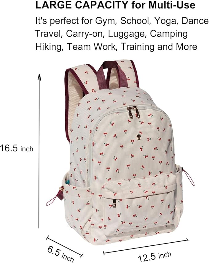 ESVAN Corduroy Backpack Lightweight Fashion 17 inch Laptop Bag for Women Casual College (Corduroy cherry)