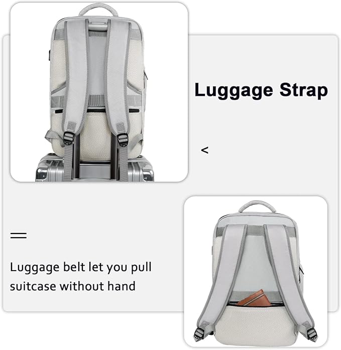 MATEIN Travel Backpack for Women & Men, Airline Approved Carry on Backpack for Airplanes with Shoe Compartment, Large Personal Item Travel Bag fits 17" Laptop, Water Resistant Weekender Daypack, Gray
