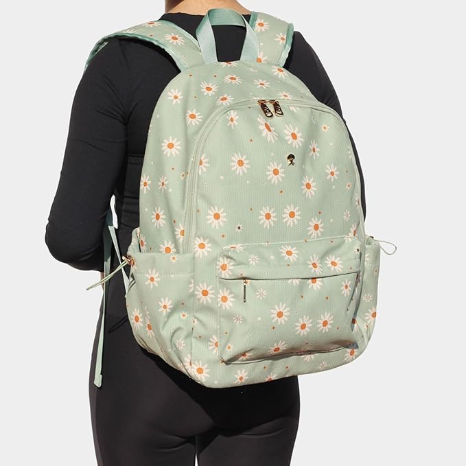 ESVAN Corduroy Backpack Lightweight Fashion 17 inch Laptop Bag for Women Casual College (Corduroy matcha daisy)