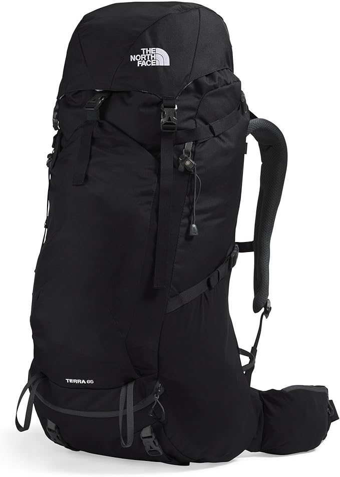 The North Face Terra 65 Backpack - Unisex Hiking Pack, Cinch-Top Opening with Zipper, Pole & Ice Axe Attachments, TNF Black/Asphalt Grey-NPF, Large/X-Large