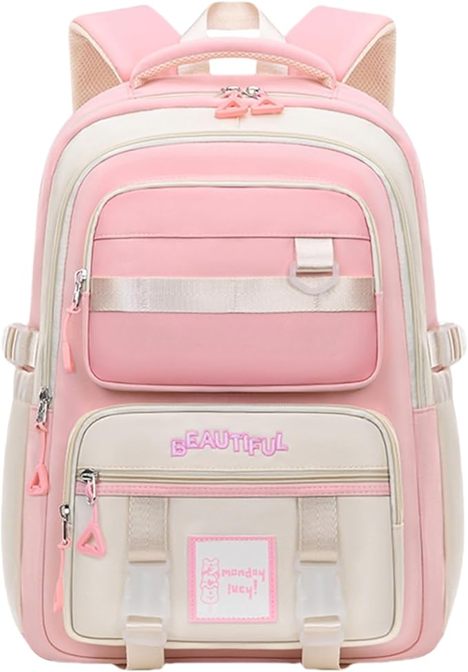 Cute Aesthetic Backpack for Women College Laptop Backpacks Kawaii Preppy Multiple Pockets Anti Theft Waterproof Large Daypack (Pink)