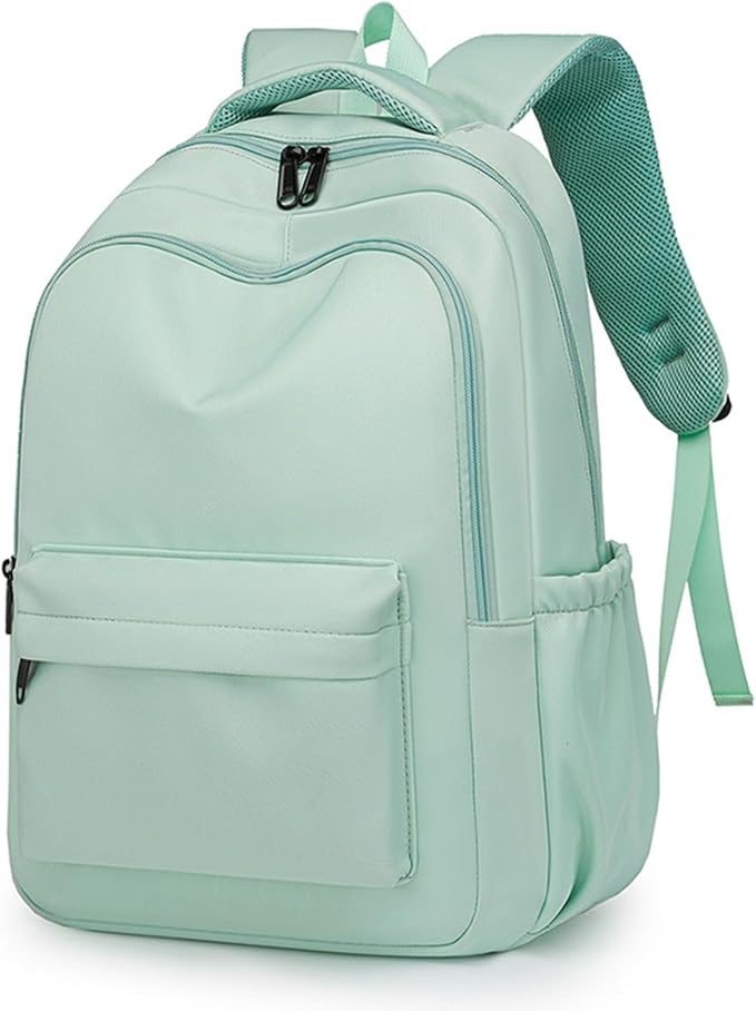 Cute College Backpack for School Aesthetic Backpack for Teen Girls Students Laptop Bag Large Capacity Bookbags Kids Travel Lightweight Backpacks for Casual Daypacks School Bag Solid Color(Green)