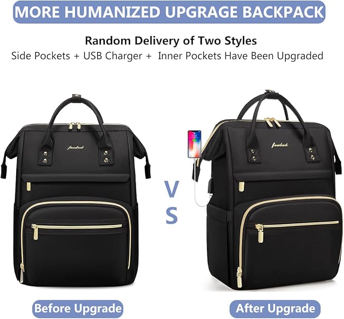 Backpack for Women 15.6 Inch Laptop Backpack Work Business Backpacks Purse Waterproof Computer College Backpacks Nurse Bag Backbag 2 Sets Casual Daypack for Travel Black
