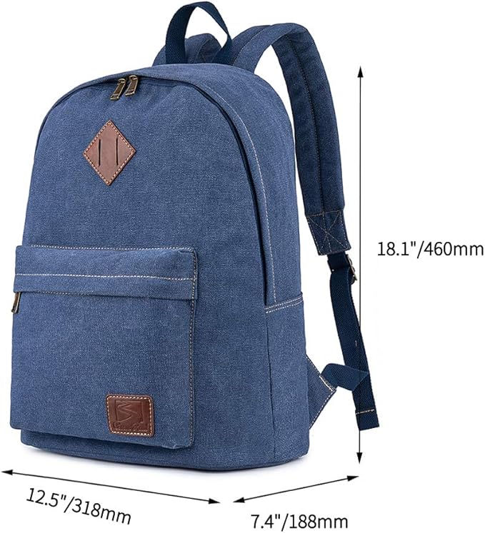 Canvas Laptop Backpack, Durable Rucksack, Travel Bag Fits 15.6 Inch Notebook for Men Women Factory Directly (Blue)