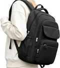 School Backpack for Women Men, Water Resistant Backpacks for Girls 15.6 Laptop Multifunction Casual Daypack, Basic College Backpack School Bookbag Mochilas Escolares para Niñas, Black