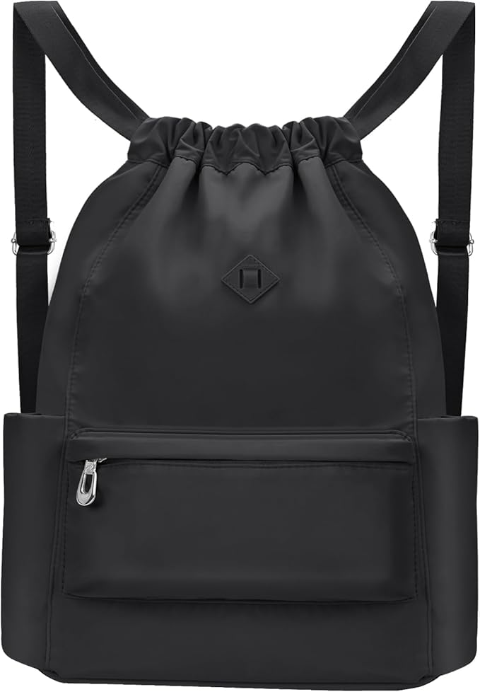 Drawstring Backpack with Wet Pocket Gym Backpack Water-Resistant Cinch String Bag Beach Swim for Women Men