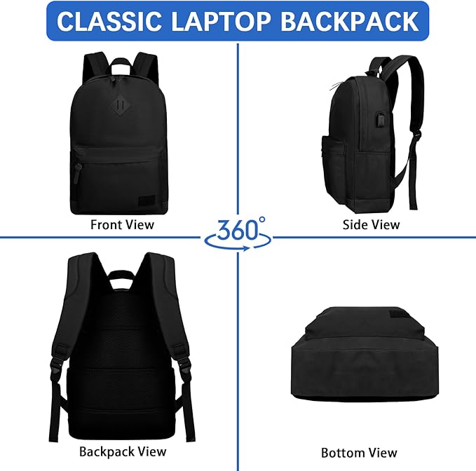 Goloni Backpack for Men Women, Anti-Theft Travel Laptop Backpack, Water Resistant 17.3 Inch USB Charging Backpack, Large Capacity Work Commute Bag