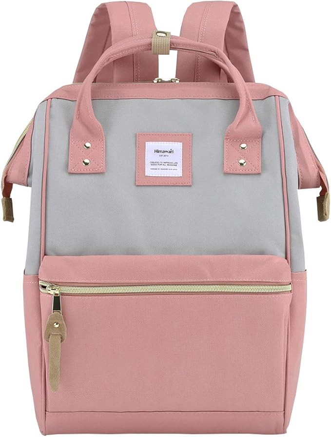 Himawari Laptop Backpack for Women&Men,Wide Open Large USB Charging Port 15.6 Inch Laptop Doctor College Work Bag (9001-Gray&Pink)