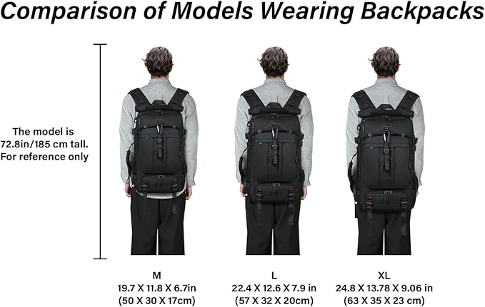 Travel Backpack for Men & Women, 50L Large Carry on Backpack Durable Convertible Duffle Bag Fit for 17 Inch Laptop with Shoe Compartment, Wet Pocket