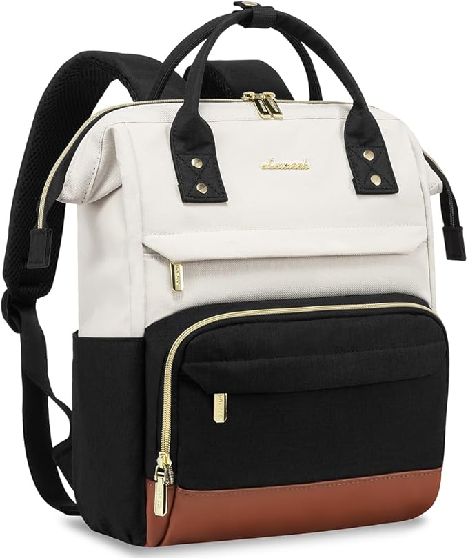 LOVEVOOK Mini Backpack for Women, Small Backpacks Purse, College Bookbag for School, Fashion Bag for Travel Work Gift, Lightweight Daypack, Beige-Black-Brown