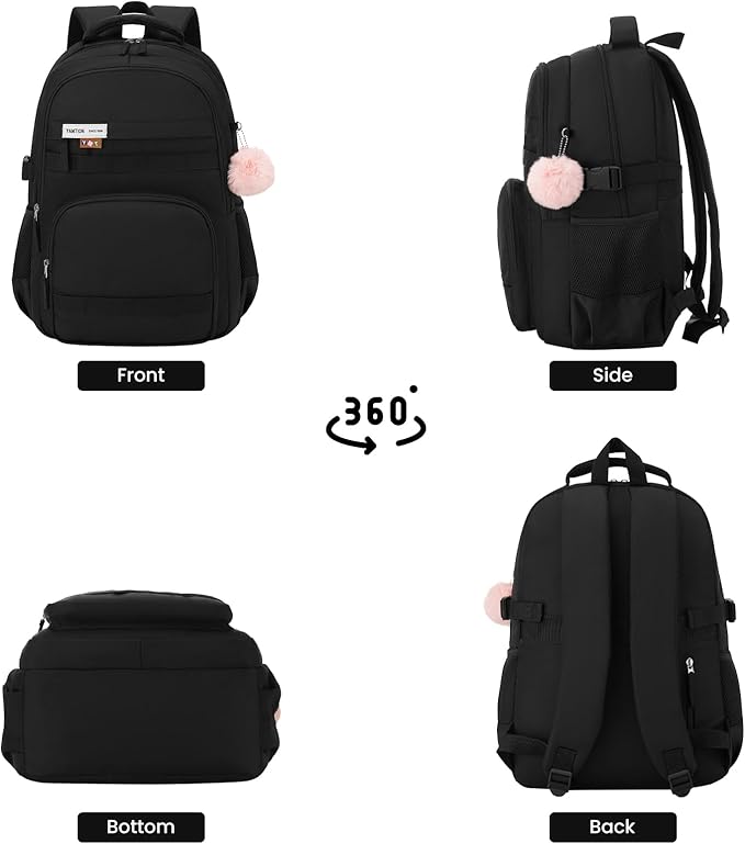 YAMTION School Backpack for Teens, Laptop Backpack Fits 15.6Inch Notebook for Travel,Book Bags with Large Capacity,Casual Back Pack for Girls Middle and High School College
