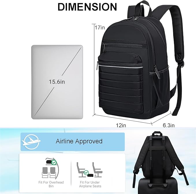 KEOFID Travel Backpack for Women, Womens Work Backpacks, Anti-theft Backpack Purse, Back pack for College Girls, Carry-On Travel Backpacks,Bookbag(Carbon Black)