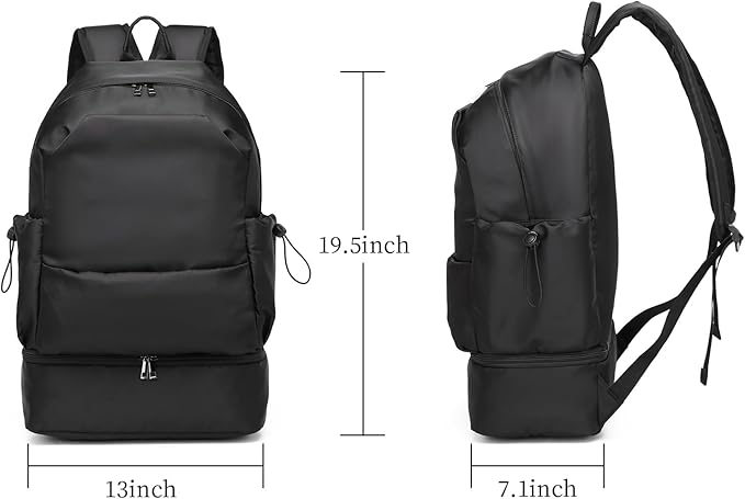 seyfocnia Gym Backpack for Men,Waterproof Travel Backpack With Shoe Compartment Lightweight Sports Gym Bag Casual Daypack-Black