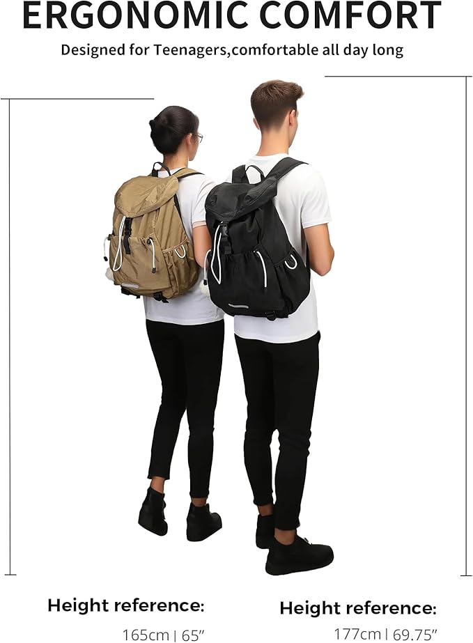 Drawstring Backpack for Teen Girls Boys, Work College Travel 17 Inch Laptop Backpack, Cute Back to School Bookbag, Casual Daypack for Middle High School University Daily Use Gym