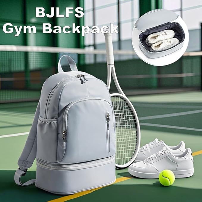 BJLFS Gym Backpack for Women Men with Expandable Shoe Compartment, Mini Foldable Outdoor Weekender Hiking Bag Sports Backpack for Swimming Fitness Yoga Dancing Blue