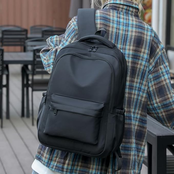 Cute College Backpack for School Aesthetic Backpack for Teen Girls Students Laptop Bag Large Capacity Bookbags Kids Travel Lightweight Backpacks for Casual Daypacks School Bag Solid Color(Black)