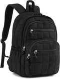 Women Back Pack for Work, 17.3in Laptop Backpack for College Teen Girls Quilted Computer Bag for Nurse Casual Daypack Travel, Black