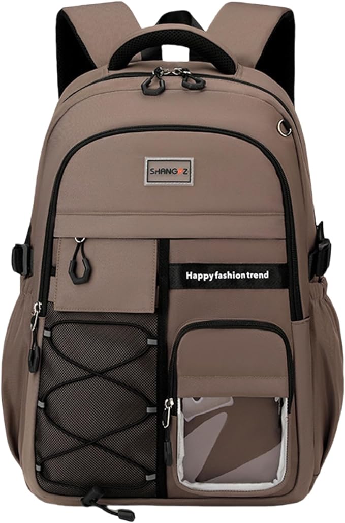 Laptop Backpack Large Cool Aesthetic Waterproof Hiking Travel Backpacks Multiple Pockets Book Bag for College Women Men (Brown)