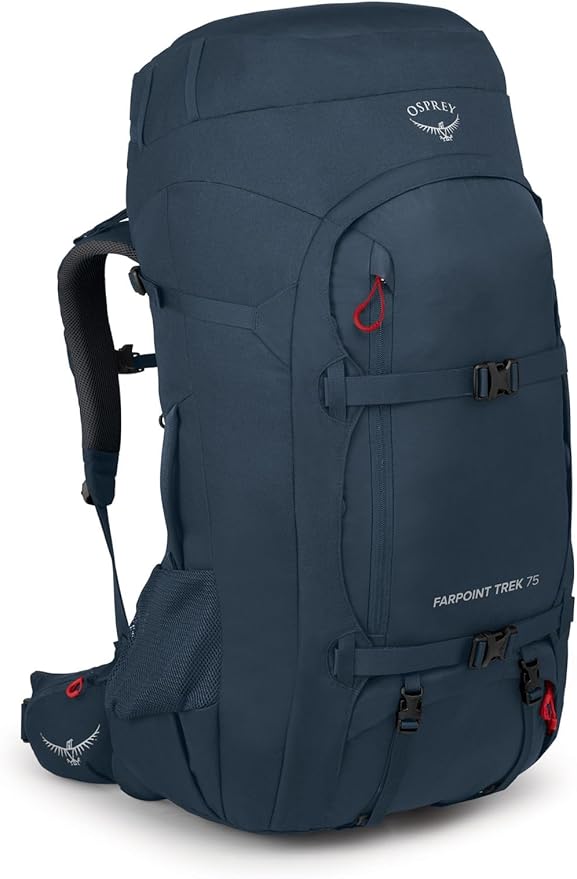 Osprey Farpoint Trek 75L Men's Travel Backpack, Muted Space Blue