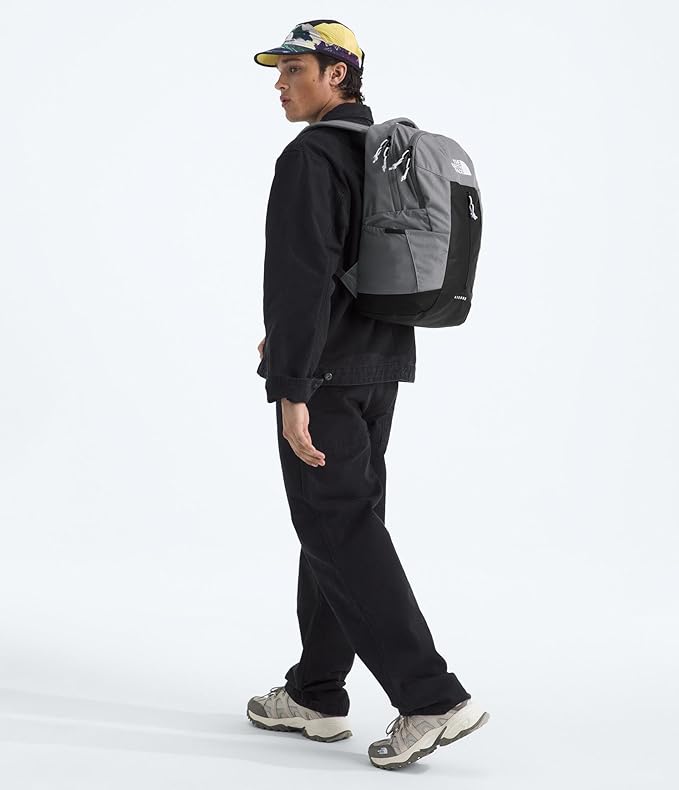 The North Face Lichen Daypack - Everyday Commuter Backpack, Laptop Sleeve, Water Bottle Pockets, Center Front Pouch, Smoked Pearl Dark Heather/TNF Black, One Size