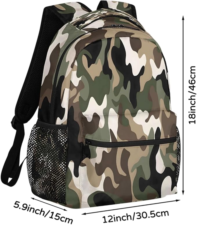Pardick Camouflage Camo Amry Backpack for Kids Girls Boys Lightweight School College Students 18in Bookbag Large Capacity Computer Backpacks Laptop Rucksack Travel Gym Hiking Camping Daypack
