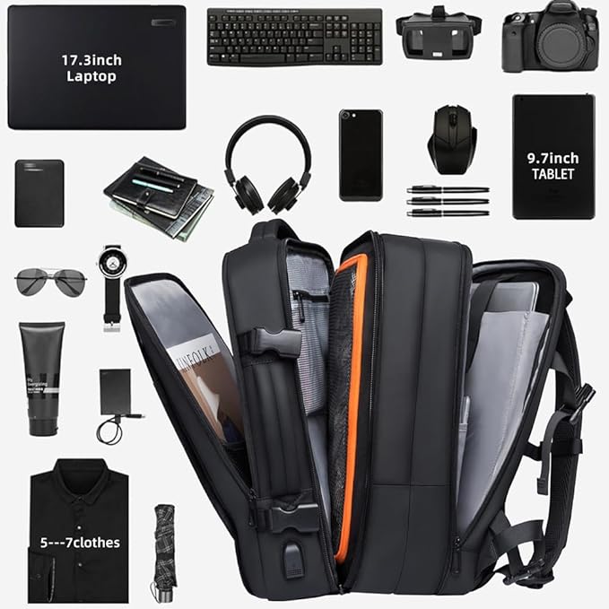 BANGE 45L Carry On Backpack, Weekender Travel Backpacks, 17.3 inch Laptop Back Pack Business Expandable Bag for Men and Women