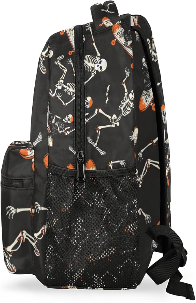 Pardick Halloween Skull Backpacks for Boys Girls Kids Funny Soprt Skuu Lightweight 16 Inch School Backpack Laptop College Bookbag Travel Casual Daypack Hiking Camping Computer Rucksack Medium