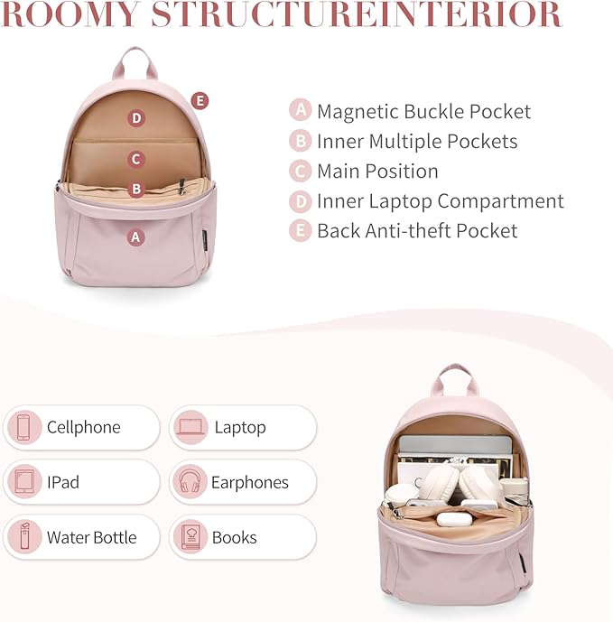 Mini Backpack for Women Fashion Small Backpack Purse Lightweight Daypack for Work Travel Daily,Pink
