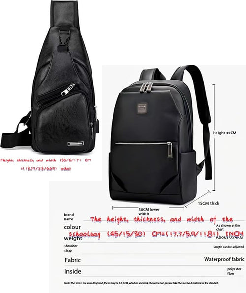 Business Men and Women PU Leather Backpack 15.6inch Laptop Waterproof Backpack Travel Commuter Lightweight schoolbag (Black backpack7,Large)