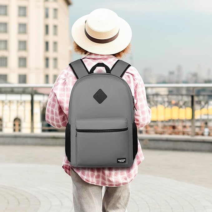 School Backpack,Unisex Classic Bookbag Teens Schoolbag with USB Port for High School College Office Work Travel